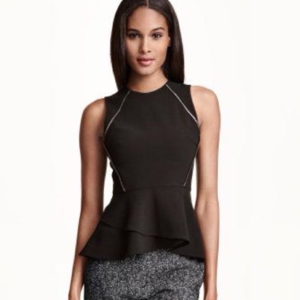 H&M zip Black Silver peplum top